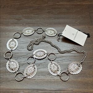 LA Valentina Western Chain Belt,oval silver tone conchos,versatile,sturdy